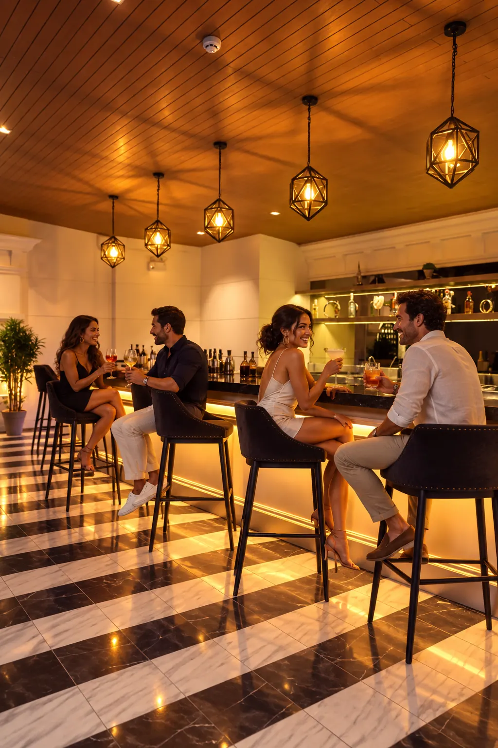 Two couples at the Villa De Khaosan Sky Pool Bar