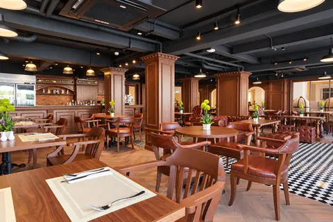 Restaurant bar and dining area